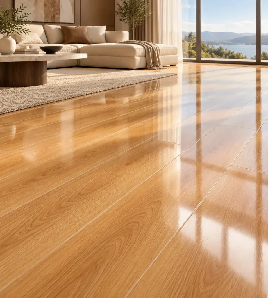 high-gloss-brown-oak-laminate-flooring-living-room